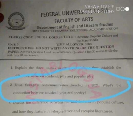 PHOTO: Tiwa Savage's Sex Tape Appears In Undergraduate Examination 